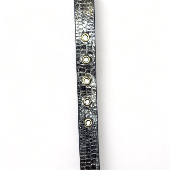 Vintage - New St. John Belt Large - Black & Silver Iridescent Snake Embossed